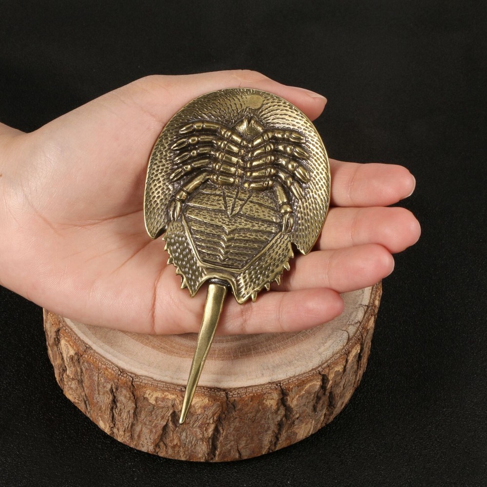 Horseshoe Crab Limulidae Living Fossil Figurine Sculpture Statue Animal Brass