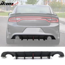 Fits 15-23 Dodge Charger IKON V3 Style Rear Diffuser w/ LED Light Matte Black PP