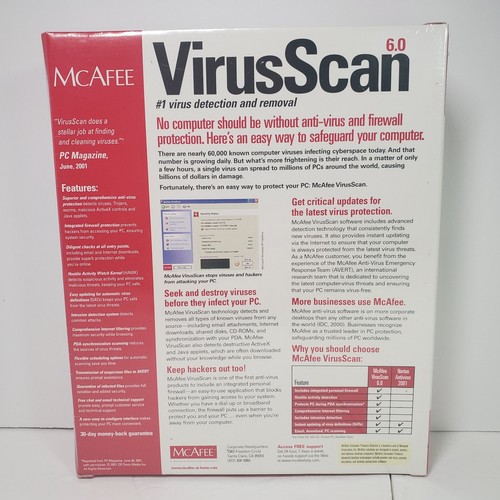 Mcafee Virus Scan Professional 6.0 2001 Vintage New Sealed - Picture 2 of 8