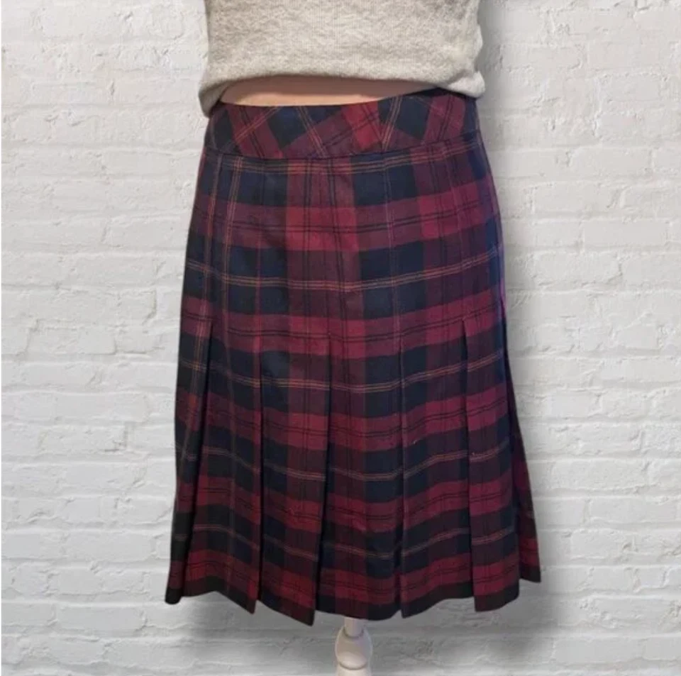 Falda a Cuadros Brooks Brothers 346 Roja 100% Lana - Para Mujer Talla 6 Foto 4 de 4