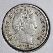 1912-D Barber Silver Dime CHOICE AU E221 XNE