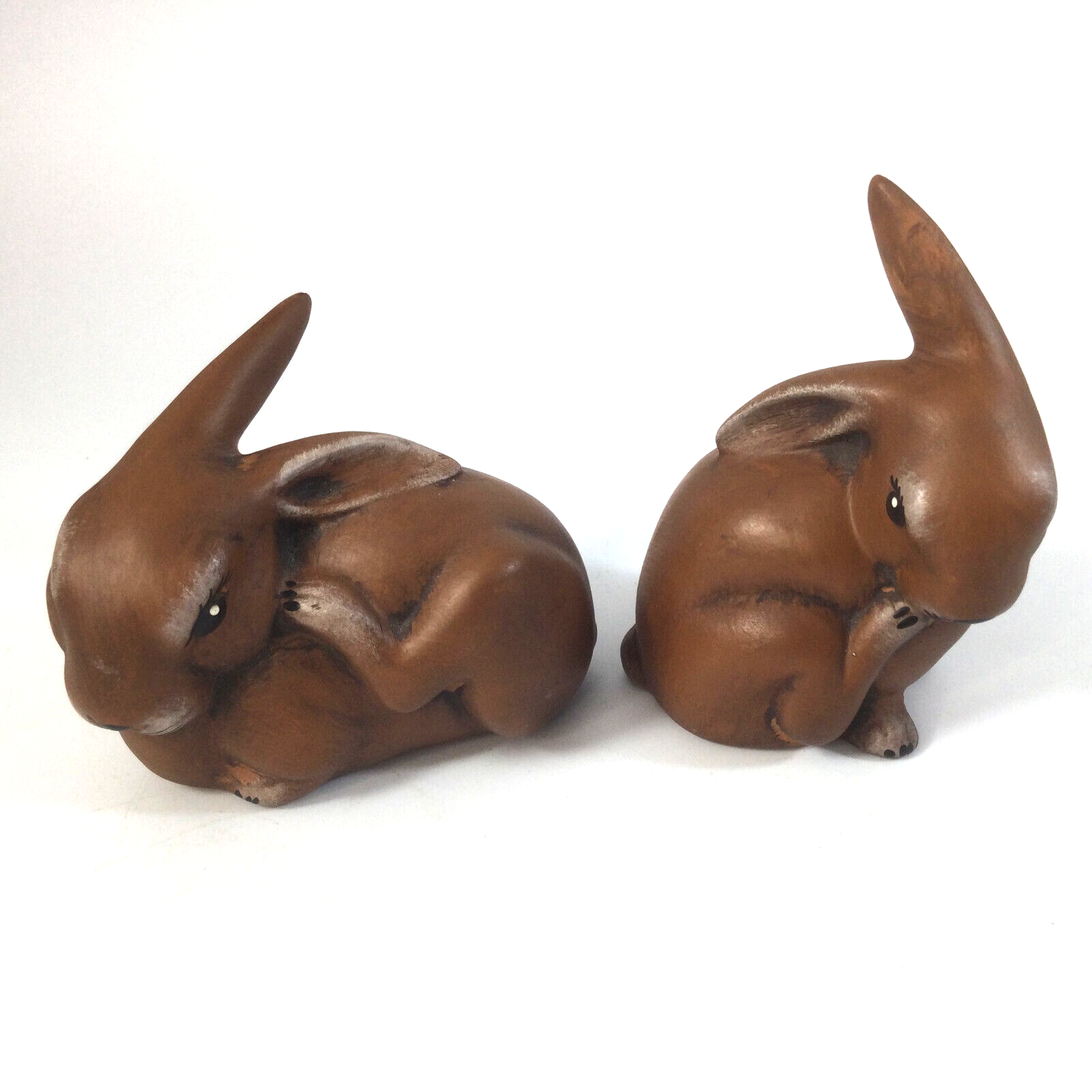 Heinz & Co Ceramic Brown Bunnies Rabbits Figurines Set of 2