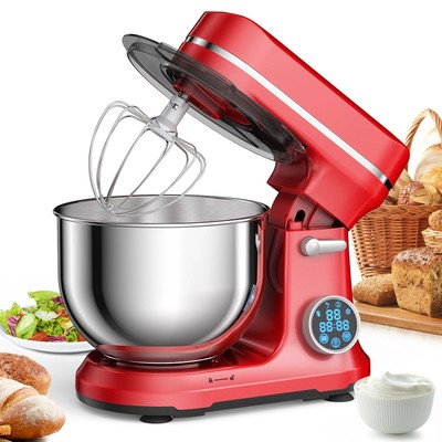 Biolomix Elektrischer Lebensmittel Standmixer mit Rührbesen Knethaken & Schneebesen 5L Schüssel 1200W