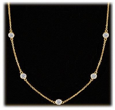 3.08 carat Round Diamond By The Yard 14k Yellow Gold Necklace 22 x 0.14 ct 36 ''