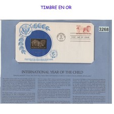3268 ETATS UNIS USA TIMBRE 1979 N°1235 ENVELOPPE 1er Jour avec TIMBRE en OR - Go
