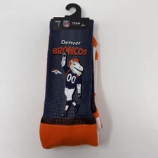 New! Denver Broncos Mascot Miles Madness Promo Socks One Size Fits Most Adults