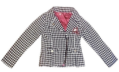 LMA Women's Houndstooth Blazer Jacket Size 14 Lined Button Long Sleeve