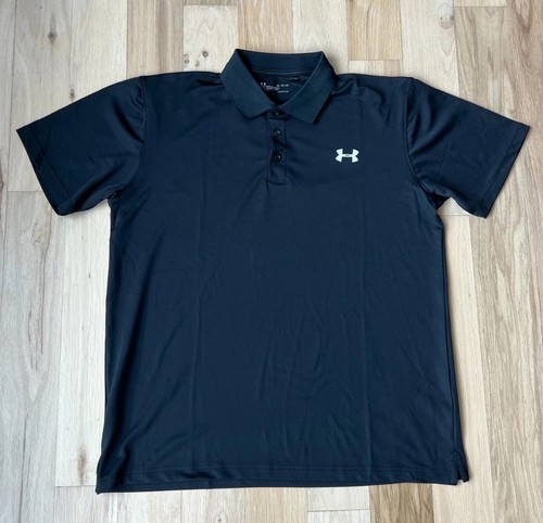 Under Armour Men's Loose Fit HeatGear Size XL Black Polo Shirt Performance Top