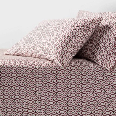 Full 400 Thread Count Christmas Holiday Performance Sheet Set Woodblock Leaf - T