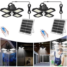 2X Solar Pendant Light Solar Power Motion Sensor ShedLight,168LED Indoor Outdoor