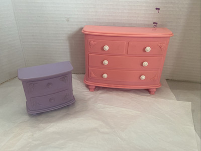 1993 Mattel So Much To Do Pink Bedroom Dresser & Purple Night Stand