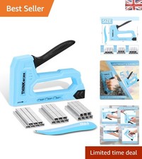 Blue Light Duty Staple Gun with 1600 Steel Staples - Ergonomic & Lightweight
