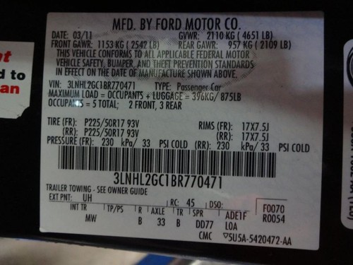 Info-GPS-TV Screen Front Without Navigation System Fits 11-12 MKZ 182928