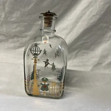 Vintage Holmegaard Glass Christmas Decanter Bottle Michael Bang Skaters winter