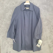 London Fog Men’s Trench Rain Coat Waterproof Zip-Out Liner Blue Gray XL