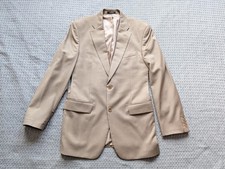 John Varvatos U.S.A. Blazer Mens 40R Beige Wool Silk Sullivan SB 2 Button Jacket