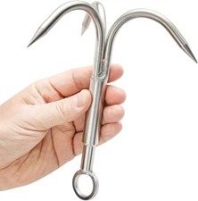 Grappling Hook Grapnel Hook, 3-Claw Stainless Steel Tree Climbing Large 