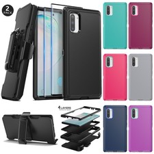 For Samsung Galaxy Note10, Note10 Bumper Case Hard Cover Holster Tempered Glass