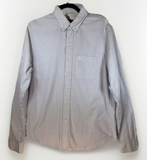 Abercrombie Fitch Men Button Down Shirt L Muscle Fit Long Sleeve Striped Blue