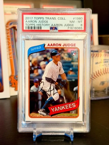 ⭐️ AARON JUDGE 2017 TOPPS TRANSCENDENT #1980 PSA 8 MINT RC SP /87 AUTO FACSIMILE