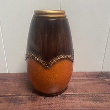 10  Wooden Turned Vase with Metal Filigre