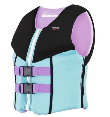 Speedo Sport Life Jacket Black Purple Zip Front Adjustable Straps