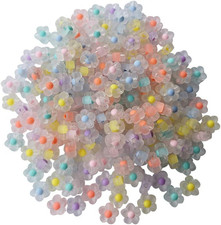 200Psc Acrylic Flower Beads 12Mm Colorful Frosted Flower Beads for Bracelets Nec