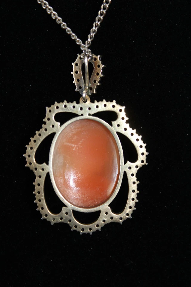 wunderschöner Anhänger Granatschmuck Gemme Camee, Böhmen um 1900 Silber, vergold - Bild 2 von 3