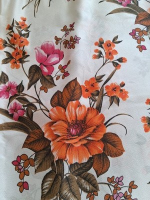 VINTAGE 1970er GLASFASER VORHÄNGE, BUNTES FLORALES DESIGN, jeweils 90'' x 45''