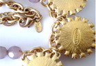 Vintage Signed LIA SOPHIA Gold Tone Rhinestone Glass Flower Dangle Chain — photo 4