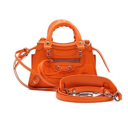 Balenciaga Orange Pattern Leather Neo Classic City Nano Mini Tote Bag 152314973