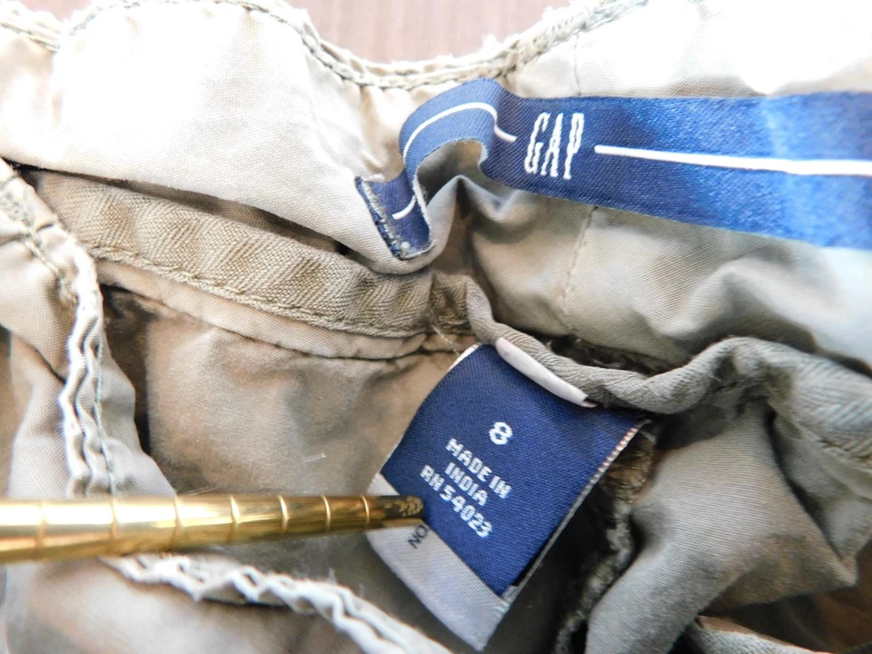 Pantalones Cortos GAP Para Mujer 8 Caqui Verde Cinturón Informal Utilidad Bolsillos Ligeros Verano Foto 2 de 4