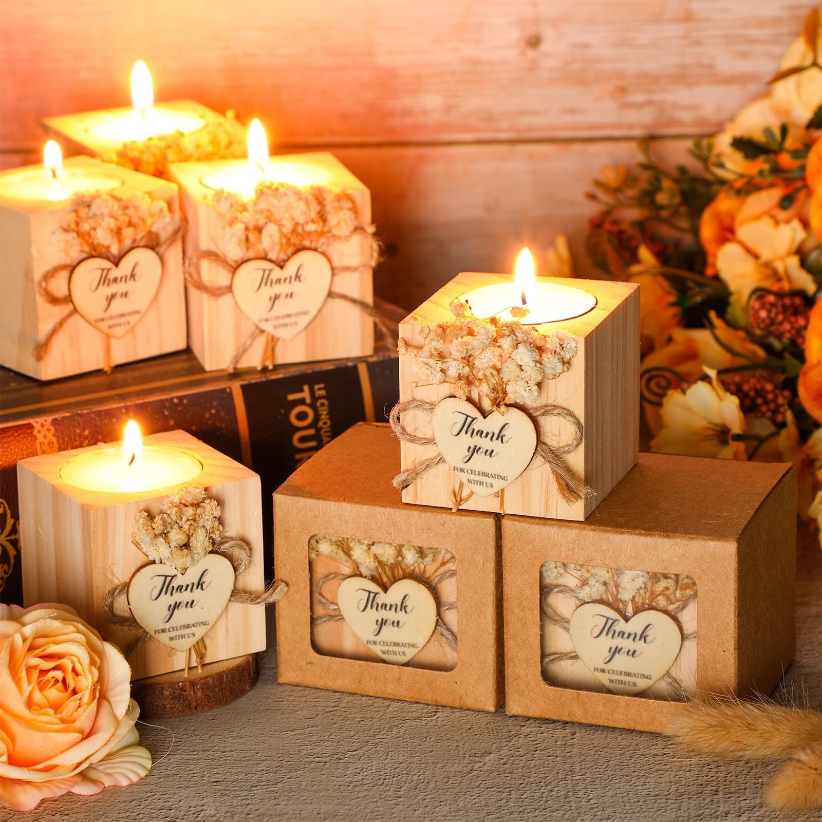 50 Sets Wedding Candles Favors Bridal Shower Thank You Gifts for Guest Christ...