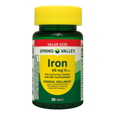 #ad Spring Valley Iron 65 mg Dietary Supplement – 200 Tablets – Mineral Support $7.48