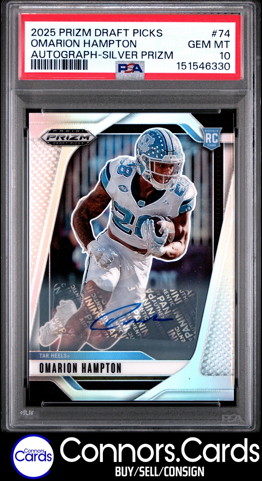 Omarion Hampton Panini Prizm Draft Picks #74 Autograph-Silver