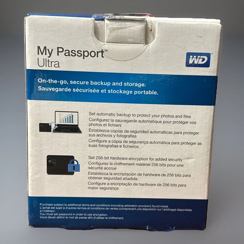 Western Digital Portable Hard Drive My Passport Ultra 1 TB NIB Sealed Blue - Image 3 of 4