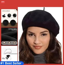 Women Wool Beret Hat French Style Solid Color Beanie Hat Autumn Winter