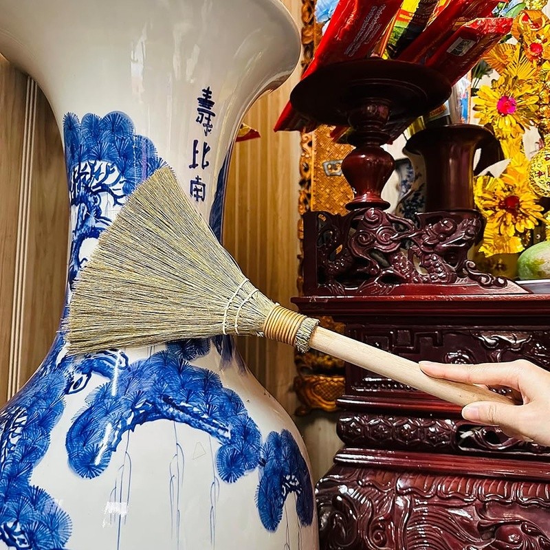 Handmade Natural Grass Broom Set W/ Dustpan Indoor Outdoor Family Cleaning New