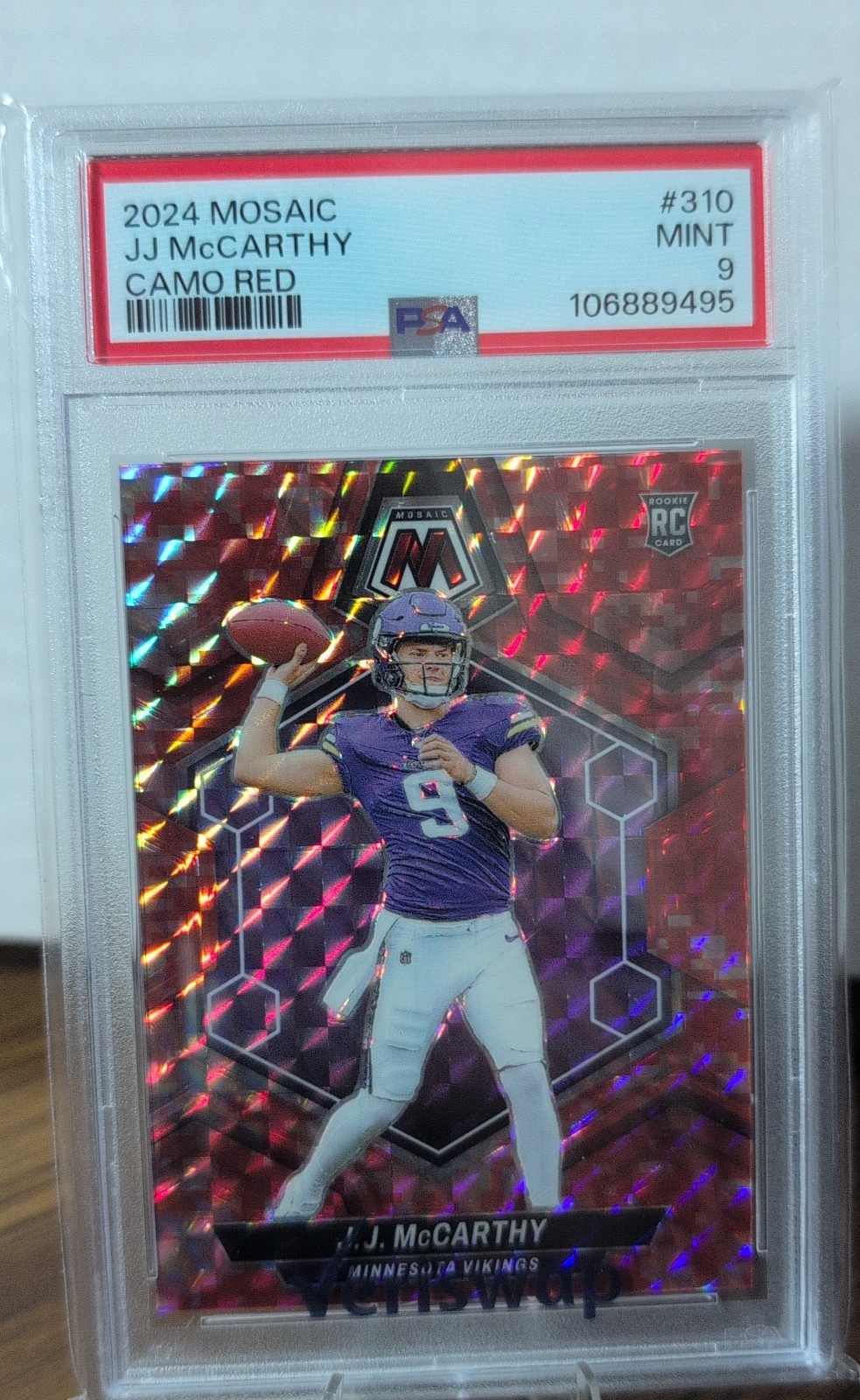 2024 Panini Mosaic - Rookies J.J. McCarthy #310 Red Camo Mosaic Prizm (RC)