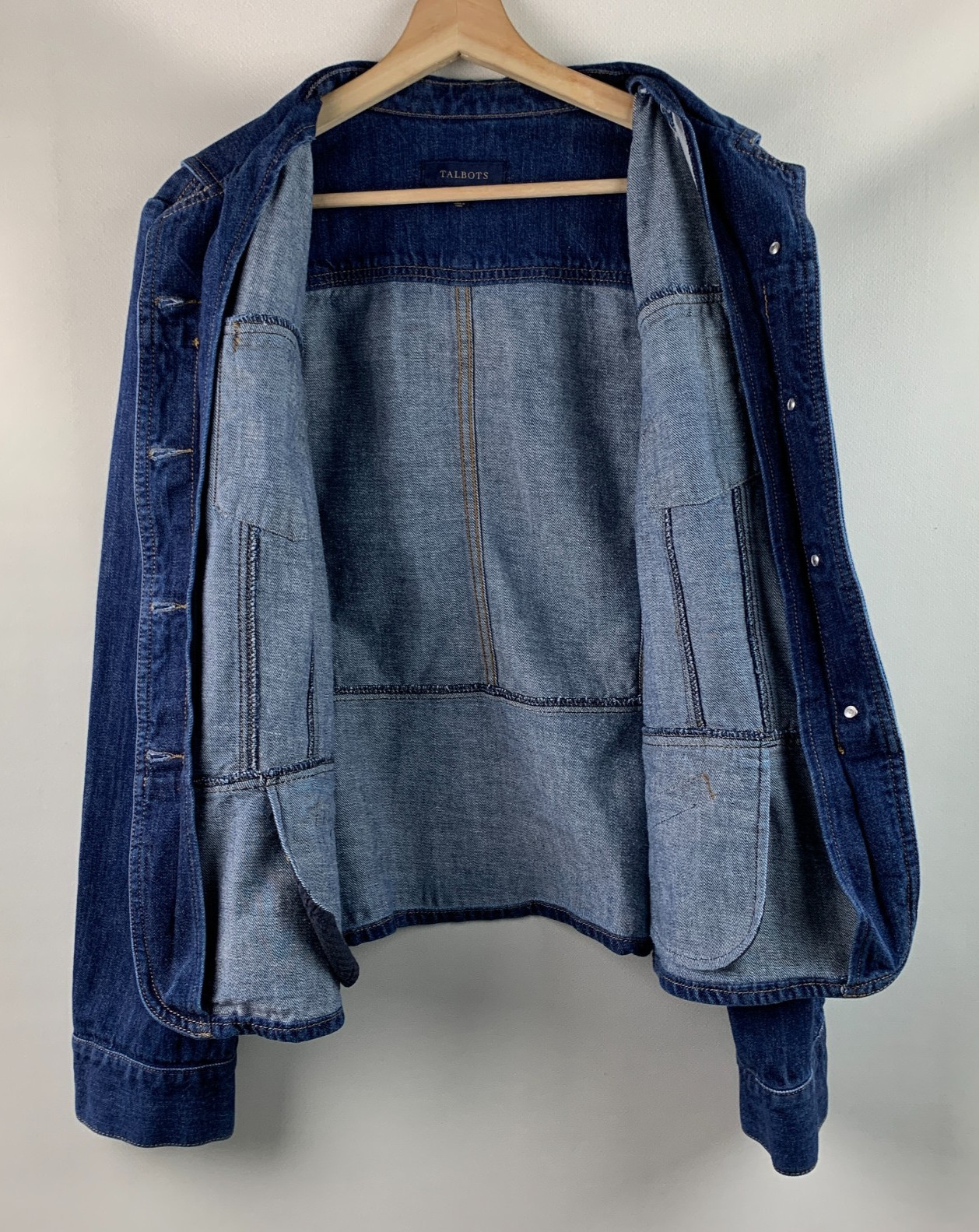 Talbots Jacket Collared Blue Denim Medium Wash Bu… - image 3