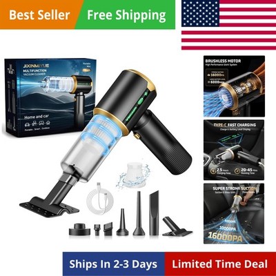 Cordless Car Vacuum Cleaner: Handheld Vacuum with 16000Pa Strong Suction, Bru...