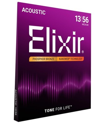 Elixir Strings, Acoustic Guitar Medium (.013-.056), Medium, 13-56 