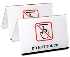 - Do Not Touch Table Top Sign | Clear White Acrylic Double-Sided Tabletop Sig...