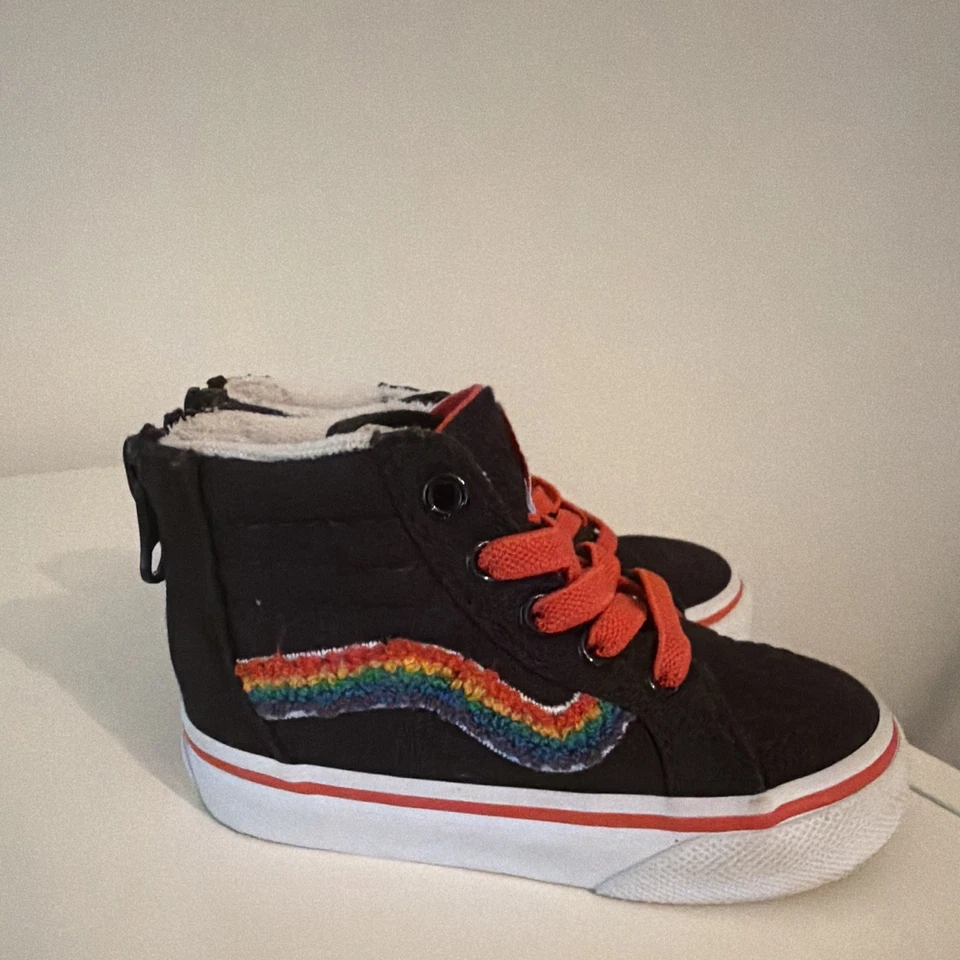 VANS Sk8-Hi Unisex Kids High Top Sneakers Black/Red Lace Up Zip US 5 - Image 3 of 4