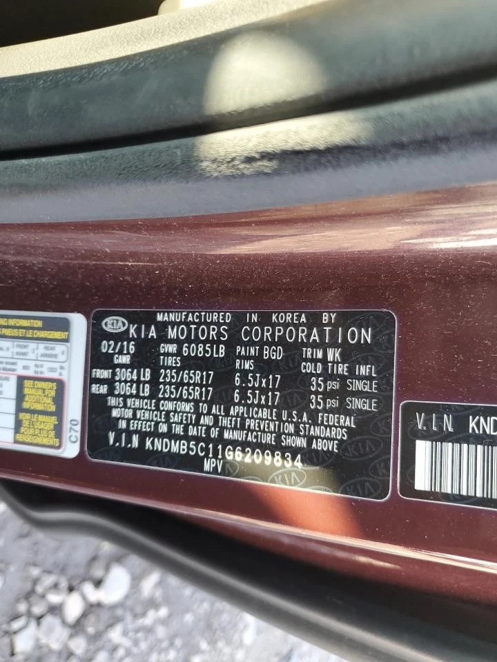 Used Front Upper Center Console fits: 2016 Kia Sedona roof w/o sunroof w/o power Foto 3 de 4