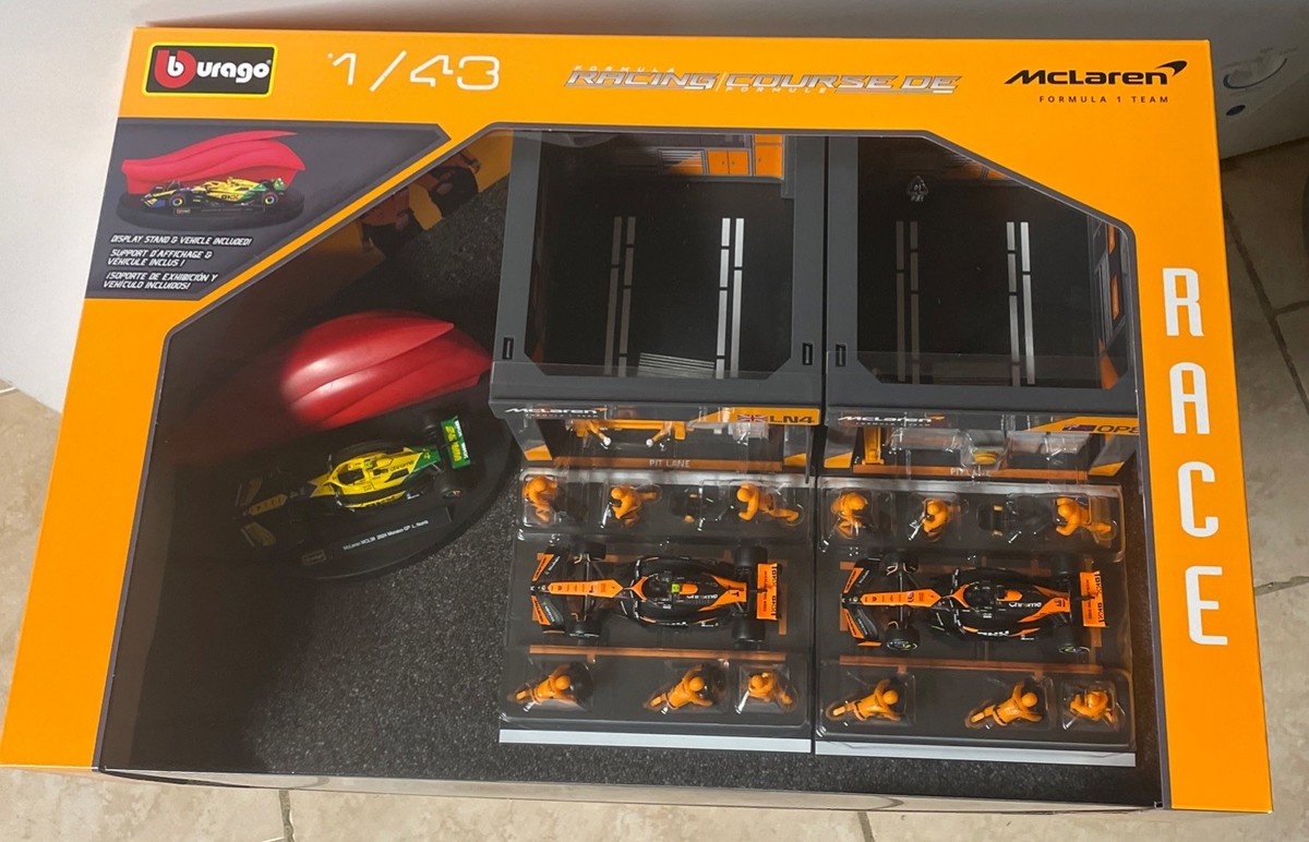 Burago MCLAREN 1:43 Formula 1 Pit Lane Set - Garages Pit Crew 3x