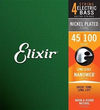 Elixir Strings Nickel Plated Steel 4-String Bass Strings w NANOWEB Coating,...