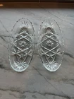 Vintage Anchor Hocking Star of David cut glass pickle dish-set of 2