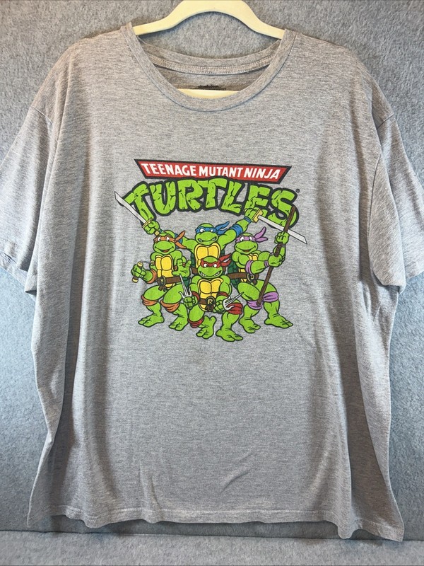 Teenage Mutant Ninja Turtles Mens Short Sleeve T-Shirt XL Gray Graphic Print