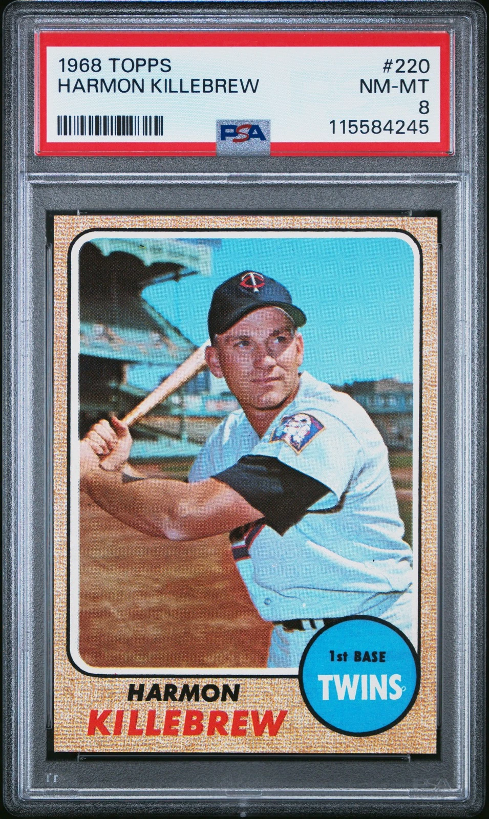 1968 TOPPS #220 HARMON KILLEBREW PSA 8